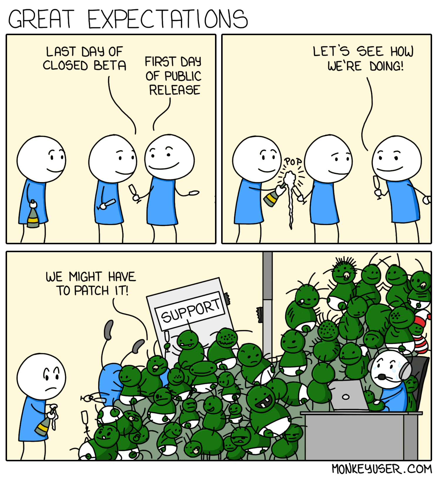 Comic howing too many bugs to fix during first day of release.