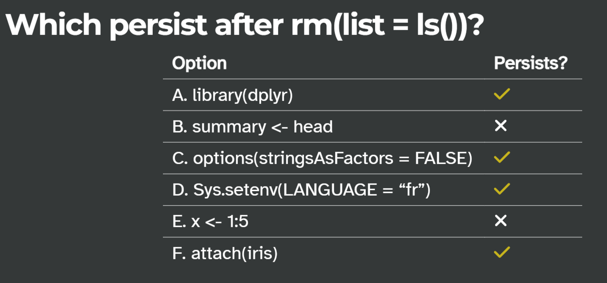 Figure showing the options that persisted despite using rm(list = ls()).