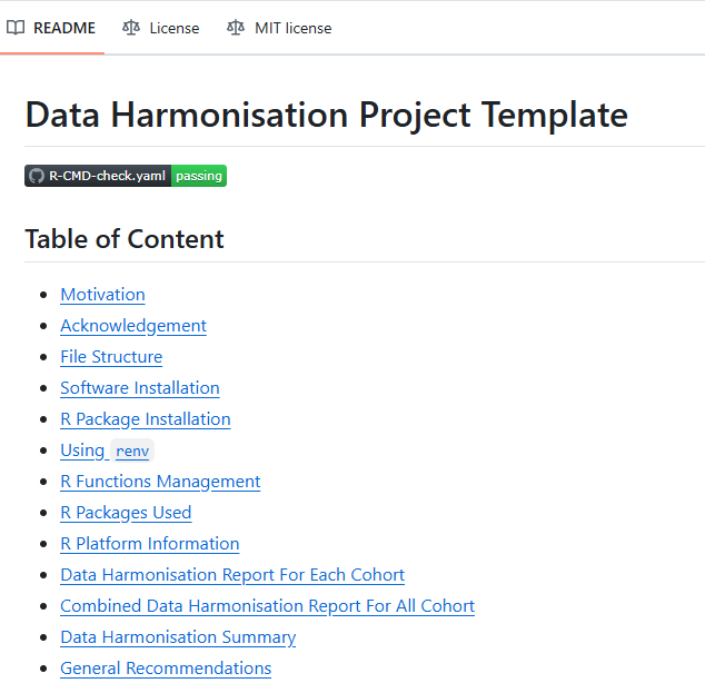 Data harmonisation project template on Github.