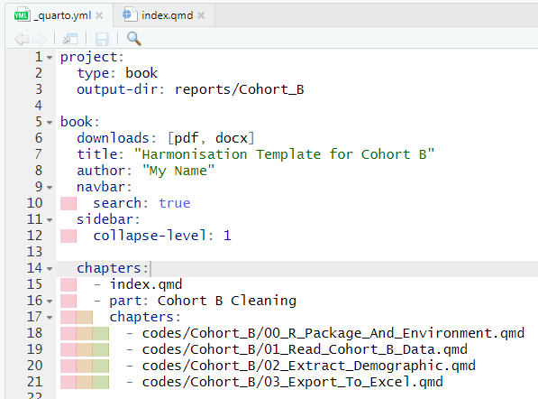 A preview of the _quarto.yml file.