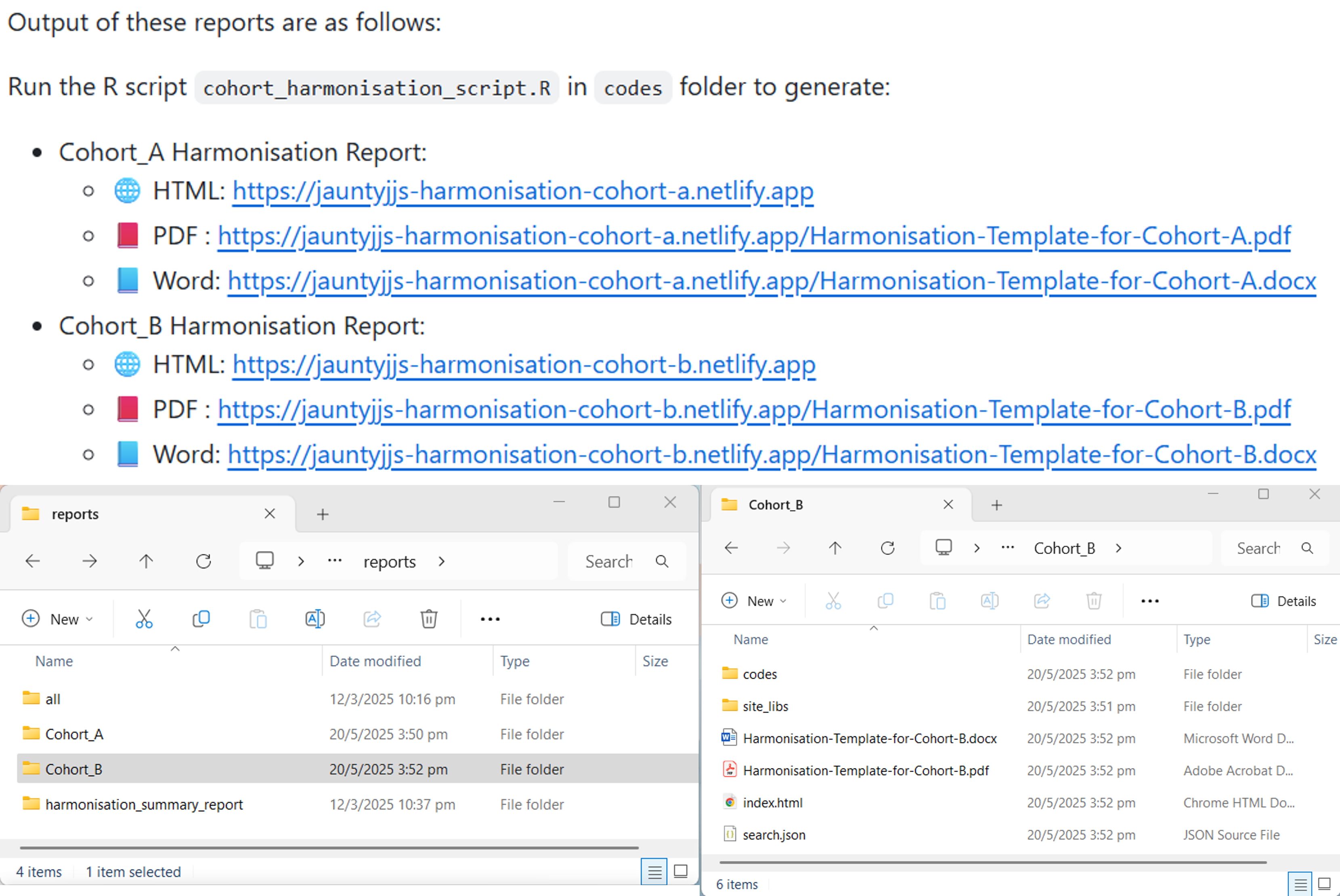 Output of technical report.